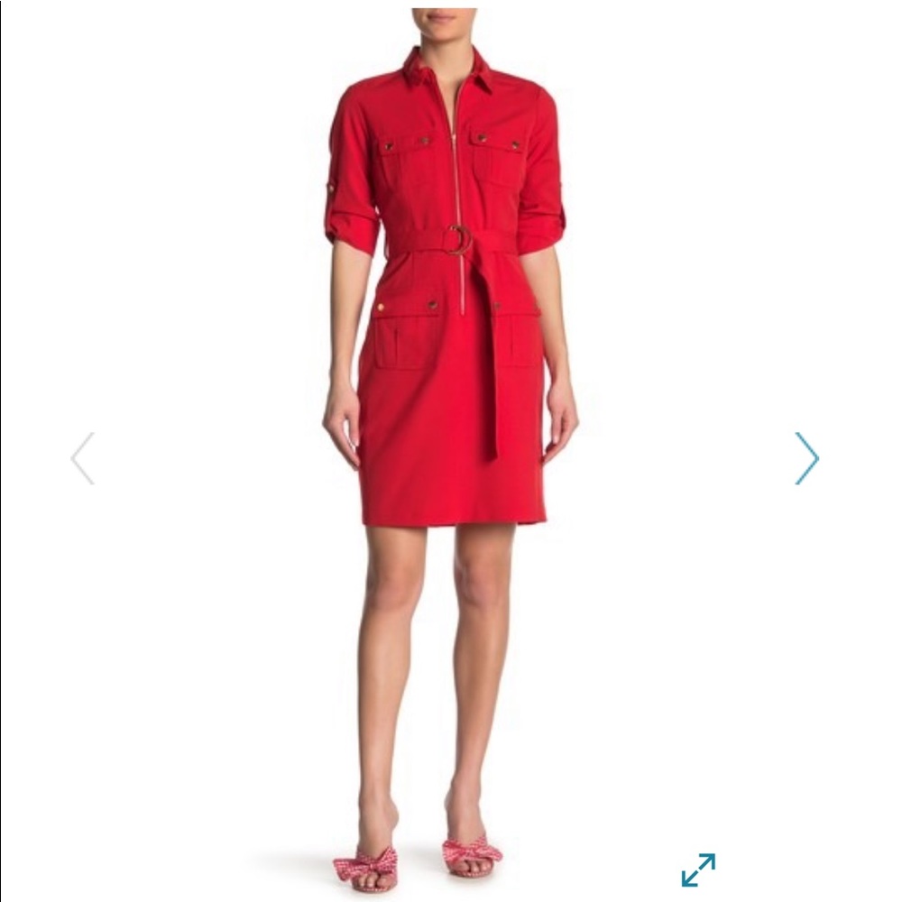 Sharagano Front Zip Pocket Dress